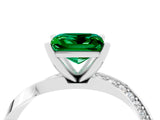 White gold Princess Cut Emerald Engagement Ring with Side Stone Accents and Four-Prong Setting_28