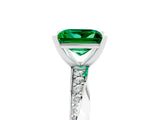 White gold Princess Cut Emerald Engagement Ring with Side Stone Accents and Four-Prong Setting_29