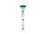 White gold Princess Cut Emerald Engagement Ring with Side Stone Accents and Four-Prong Setting_41