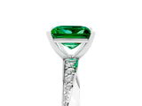 White gold Princess Cut Emerald Engagement Ring with Side Stone Accents and Four-Prong Setting_44