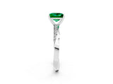 White gold Princess Cut Emerald Engagement Ring with Side Stone Accents and Four-Prong Setting_86