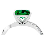 White gold Princess Cut Emerald Engagement Ring with Side Stone Accents and Four-Prong Setting_88