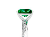 White gold Princess Cut Emerald Engagement Ring with Side Stone Accents and Four-Prong Setting_89