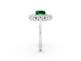White gold Princess Cut Emerald Floral Double Halo Engagement Ring with Prong Setting_38