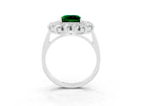 White gold Princess Cut Emerald Floral Double Halo Engagement Ring with Prong Setting_39