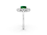 White gold Princess Cut Emerald Floral Double Halo Engagement Ring with Prong Setting_62