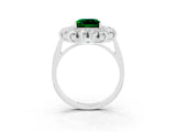 White gold Princess Cut Emerald Floral Double Halo Engagement Ring with Prong Setting_63