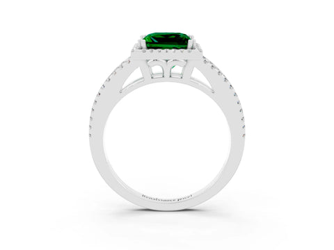 White gold Princess Cut Emerald Halo Split Shank Engagement Ring_15