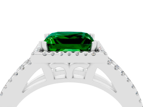White gold Princess Cut Emerald Halo Split Shank Engagement Ring_16