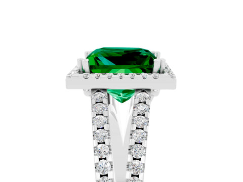 White gold Princess Cut Emerald Halo Split Shank Engagement Ring_17