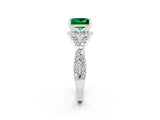 White gold Princess Cut Emerald  Halo Twist Band Solitaire Prong Setting Ring_26
