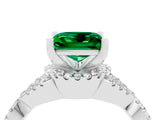 White gold Princess Cut Emerald  Halo Twist Band Solitaire Prong Setting Ring_28