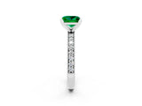 White gold Princess Cut Emerald Milgrain Pavé Engagement Ring with Four-Prong Setting_14