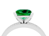 White gold Princess Cut Emerald Milgrain Pavé Engagement Ring with Four-Prong Setting_16