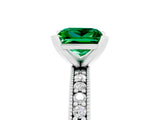 White gold Princess Cut Emerald Milgrain Pavé Engagement Ring with Four-Prong Setting_17