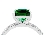 White gold Princess Cut Emerald Pavé Solitaire Ring with Round Band and Prong Setting_40