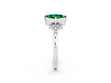 White gold Princess Cut Emerald Ring with Side Stones and Four-Prong Setting_38