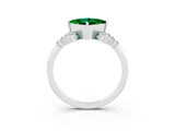 White gold Princess Cut Emerald Ring with Side Stones and Four-Prong Setting_39