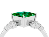 White gold Princess Cut Emerald Ring with Side Stones and Four-Prong Setting_40