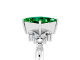 White gold Princess Cut Emerald Ring with Side Stones and Four-Prong Setting_41