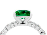 White gold Princess Cut Emerald Side Stone Solitaire Ring with Round  and Four-Prong Setting_52