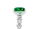 White gold Princess Cut Emerald Side Stone Solitaire Ring with Round  and Four-Prong Setting_53