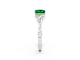 White gold Princess Cut Emerald Solitaire Celtic Knot Ring with Four-Prong Setting_14