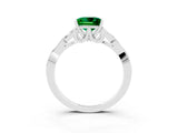 White gold Princess Cut Emerald Solitaire Celtic Knot Ring with Four-Prong Setting_15