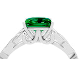 White gold Princess Cut Emerald Solitaire Celtic Knot Ring with Four-Prong Setting_16