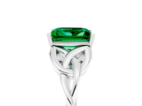 White gold Princess Cut Emerald Solitaire Celtic Knot Ring with Four-Prong Setting_17
