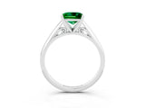 White gold Princess Cut Emerald Solitaire Engagement Ring with Cathedral Setting and Four-Prong Mount_111