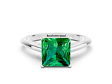 White gold Princess Cut Emerald Solitaire Engagement Ring with Cathedral Setting and Four-Prong Mount_24