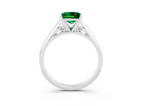 White gold Princess Cut Emerald Solitaire Engagement Ring with Cathedral Setting and Four-Prong Mount_27