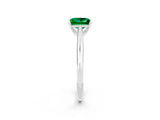 White gold Princess Cut Emerald Solitaire Engagement Ring with Cathedral Setting and Four-Prong Mount_32