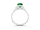 White gold Princess Cut Emerald Solitaire Engagement Ring with Cathedral Setting and Four-Prong Mount_33