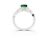 White gold Princess Cut Emerald Solitaire Engagement Ring with Celtic Knot Band and Four-Prong Setting_3