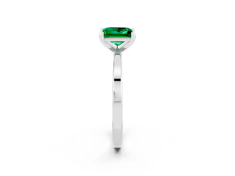 White gold Princess Cut Emerald Solitaire Engagement Ring with Classic Band and Four-Prong Setting_26