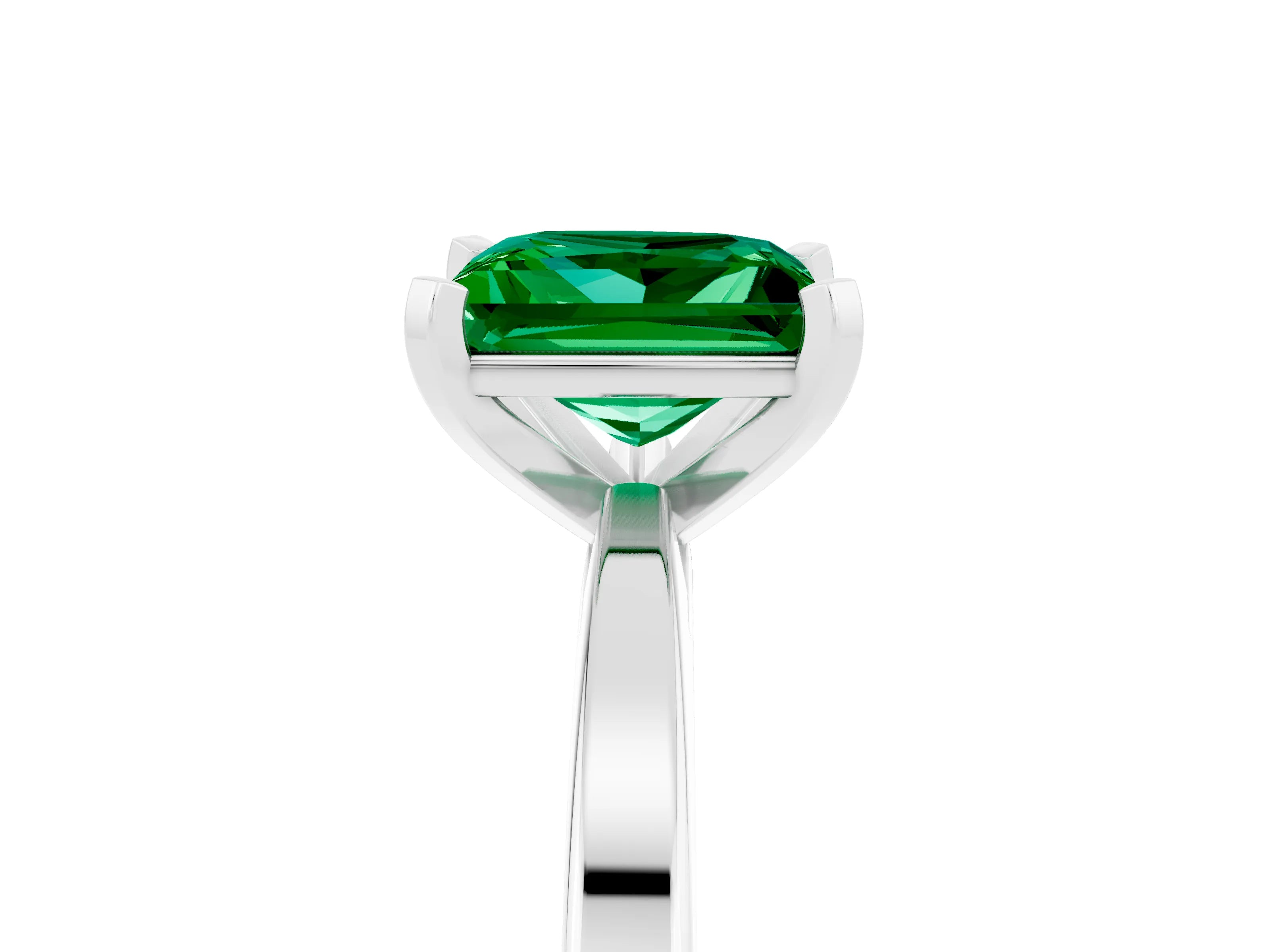 White gold Princess Cut Emerald Solitaire Engagement Ring with Classic Band and Four-Prong Setting_29
