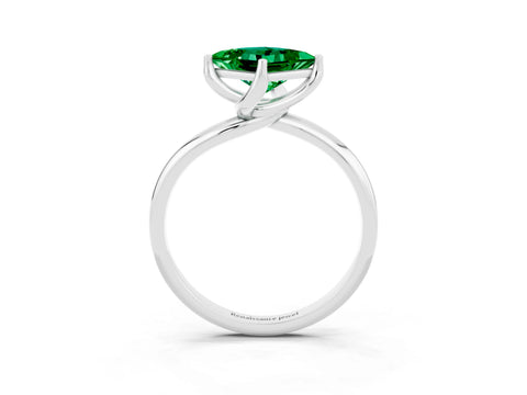 White gold Princess Cut Emerald Solitaire Engagement Ring with Four-Prong Setting and Classic Band_15
