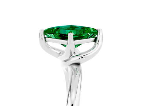 White gold Princess Cut Emerald Solitaire Engagement Ring with Four-Prong Setting and Classic Band_17