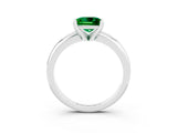 White gold Princess Cut Emerald Solitaire Engagement Ring with Round Band and Four-Prong Setting_3