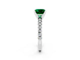 White gold Princess Cut Emerald Solitaire Pavé Engagement Ring with Round Band and Prong Setting_14