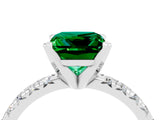 White gold Princess Cut Emerald Solitaire Pavé Engagement Ring with Round Band and Prong Setting_16