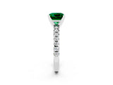 White gold Princess Cut Emerald Solitaire Pavé Engagement Ring with Round Band and Prong Setting_82