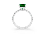 White gold Princess Cut Emerald Solitaire Pavé Engagement Ring with Round Band and Prong Setting_83