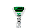 White gold Princess Cut Emerald Solitaire Pavé Engagement Ring with Round Band and Prong Setting_83