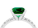 White gold Princess Cut Emerald Solitaire Pavé Engagement Ring with Round Band and Prong Setting_84