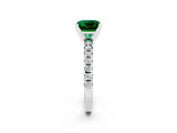White gold Princess Cut Emerald Solitaire Pavé Engagement Ring with Round Band and Prong Setting_92