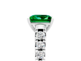 White gold Princess Cut Emerald Solitaire Ring with Cathedral Setting and Pavé Band_5