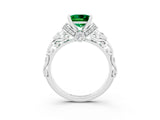 White gold Princess Cut Emerald Solitaire Ring with Filigree Band and Four-Prong Setting_27